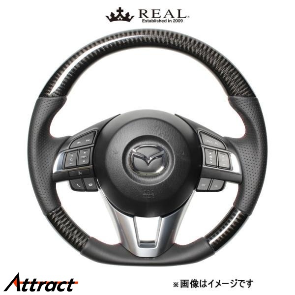 レアル ステアリング オリジナルシリーズ(ブラックカーボン)デミオ DJ MZA-BKC-RD REAL