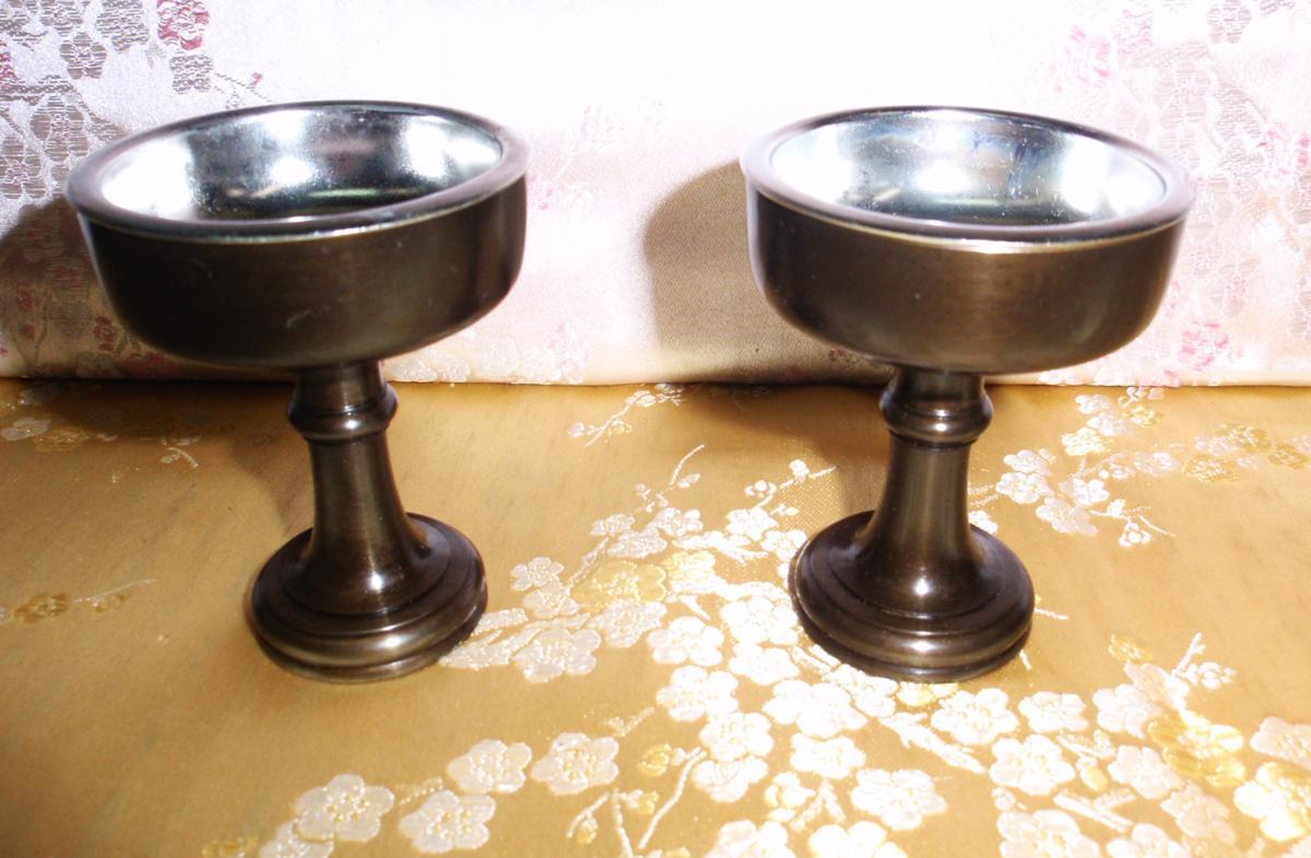 ◇25◇ 京仏具 駒印 梨地色付 仏器一対 1.8寸 銅地 国産品【信頼のヤフオク！実績２５年】☆