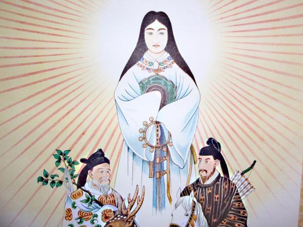 ◇25◇ 御神号掛軸 仙通三姿 天照皇大神 八幡 ◇25◇ 御神号掛軸 仙通三姿 天照皇大神 八幡