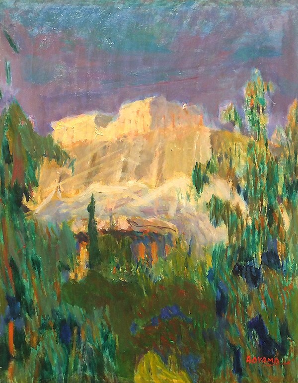 GLC】青山義雄 「JARDIN」 油彩10号 国画会員 師:マティス 物故