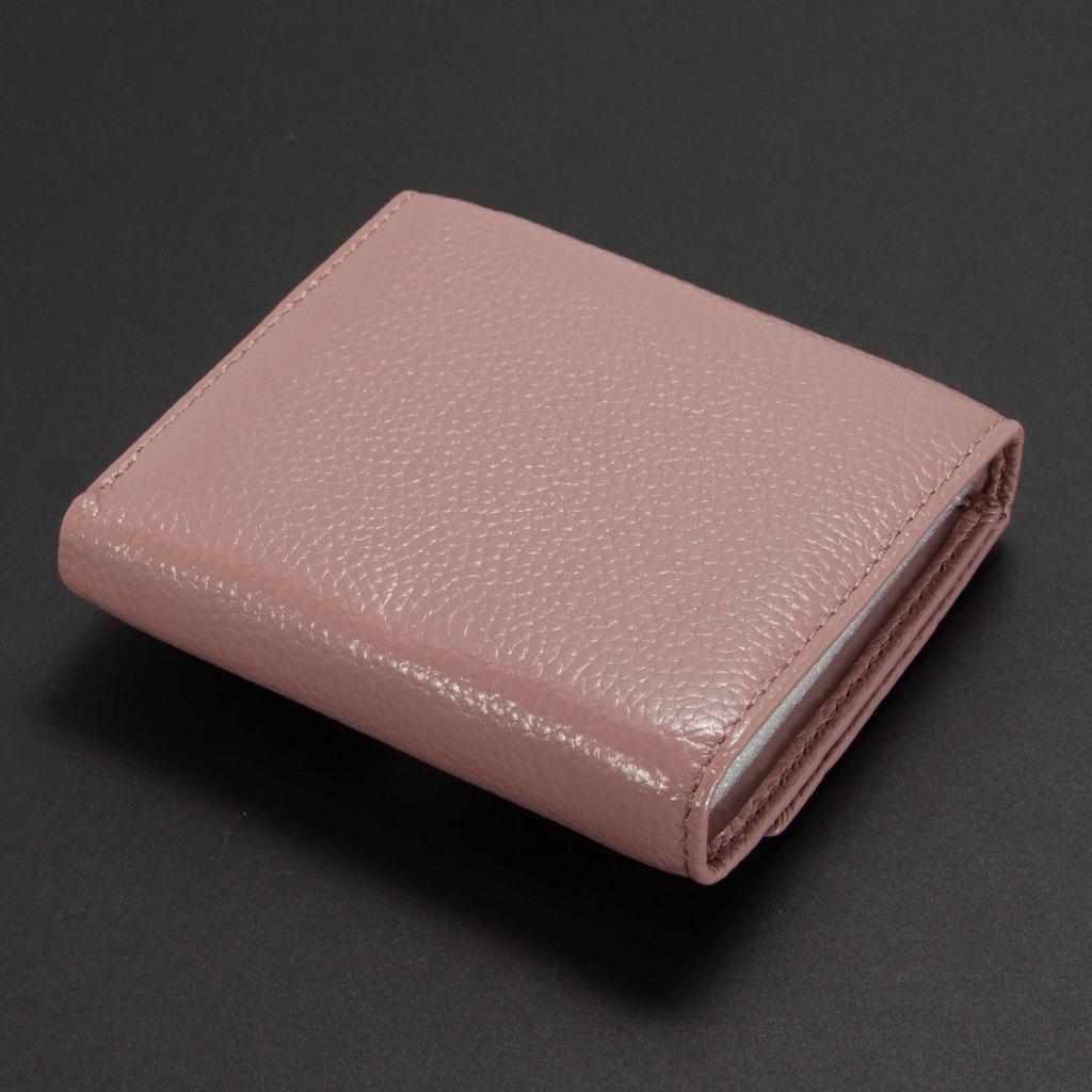 本革財布　三つ折り財布　ピンク 本革　マグネット開閉　新品　未使用品