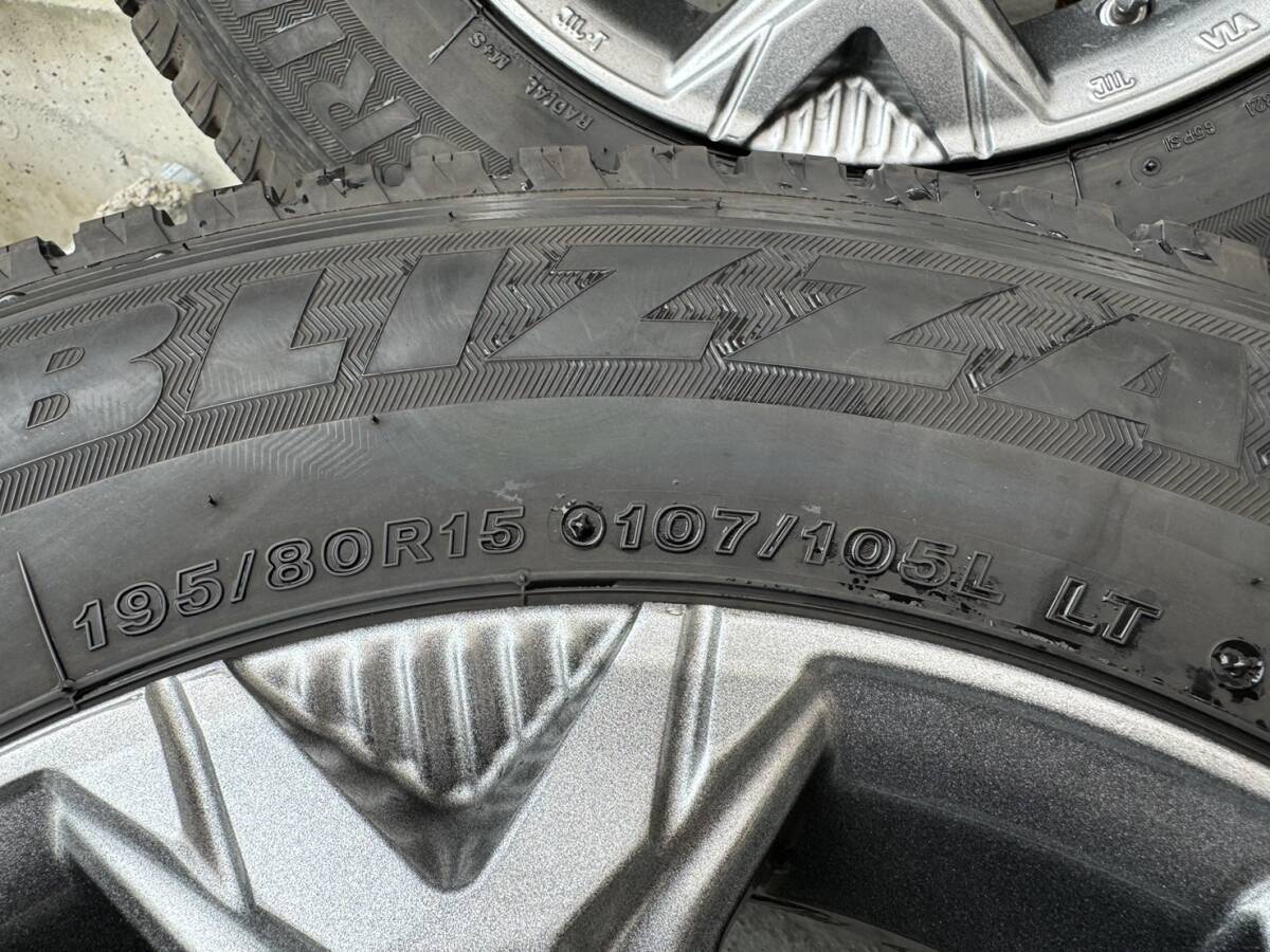  free shipping 195/80R15 BRIDGESTONE BLIZZAK VL1 2020 year 7~8mm with tire aluminium wheel PCD139.7 4 pcs set 