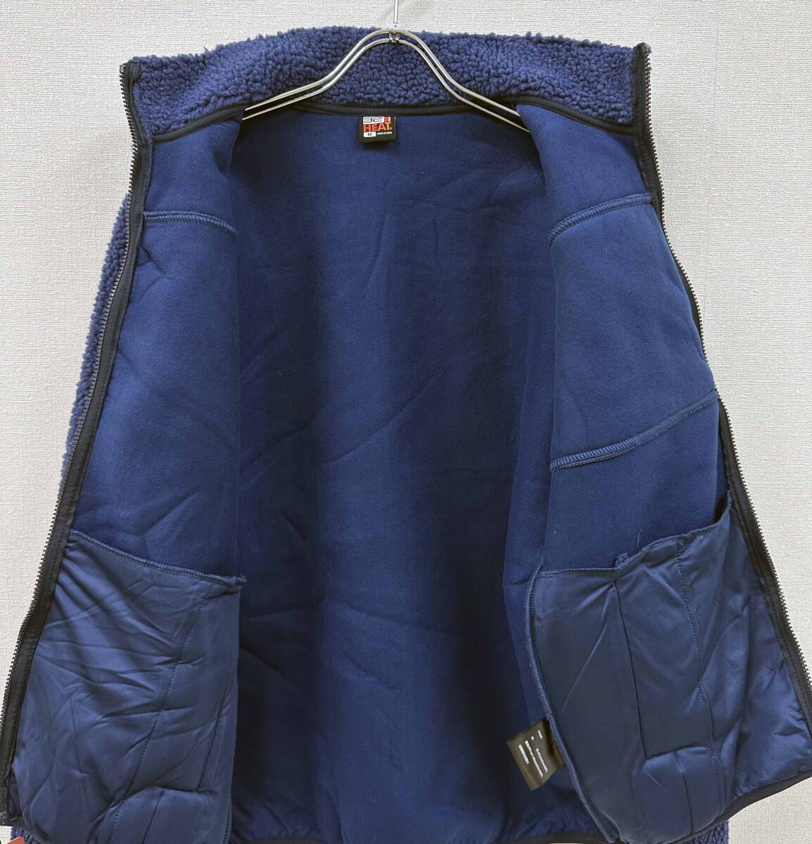 新品 M コストコ 32HEAT メンズ ボアジャケット 裏ボア ネイビー 新品 M コストコ 32HEAT メンズ ボアジャケット 裏ボア ネイビー