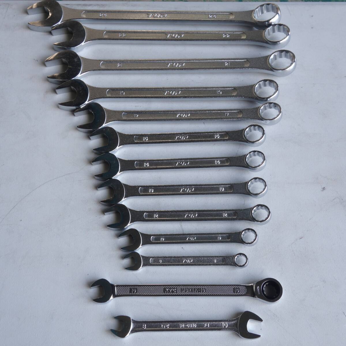 [送料無料] 美品！13本まとめ売り☆KTC TOP スパナ セット S2-0810 MSR1A-10 8 10 12 13 14 15 17 19 21 22 24 片目片口 両口 ☆