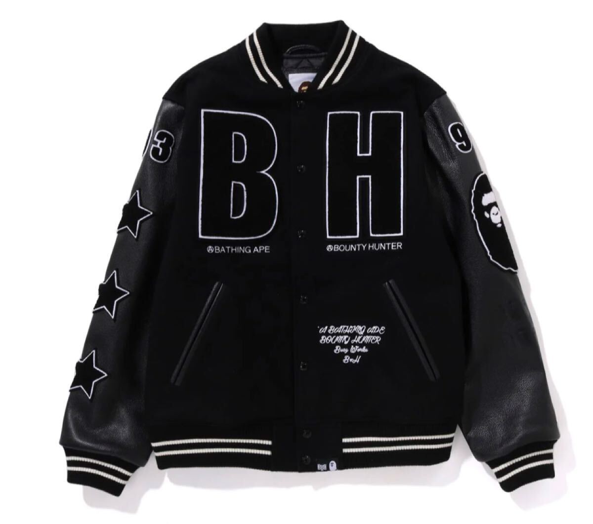 L size BAPE BOUNTY HUNTER VARSITY JACKET Bay b bow nti Hunter stadium jumper 