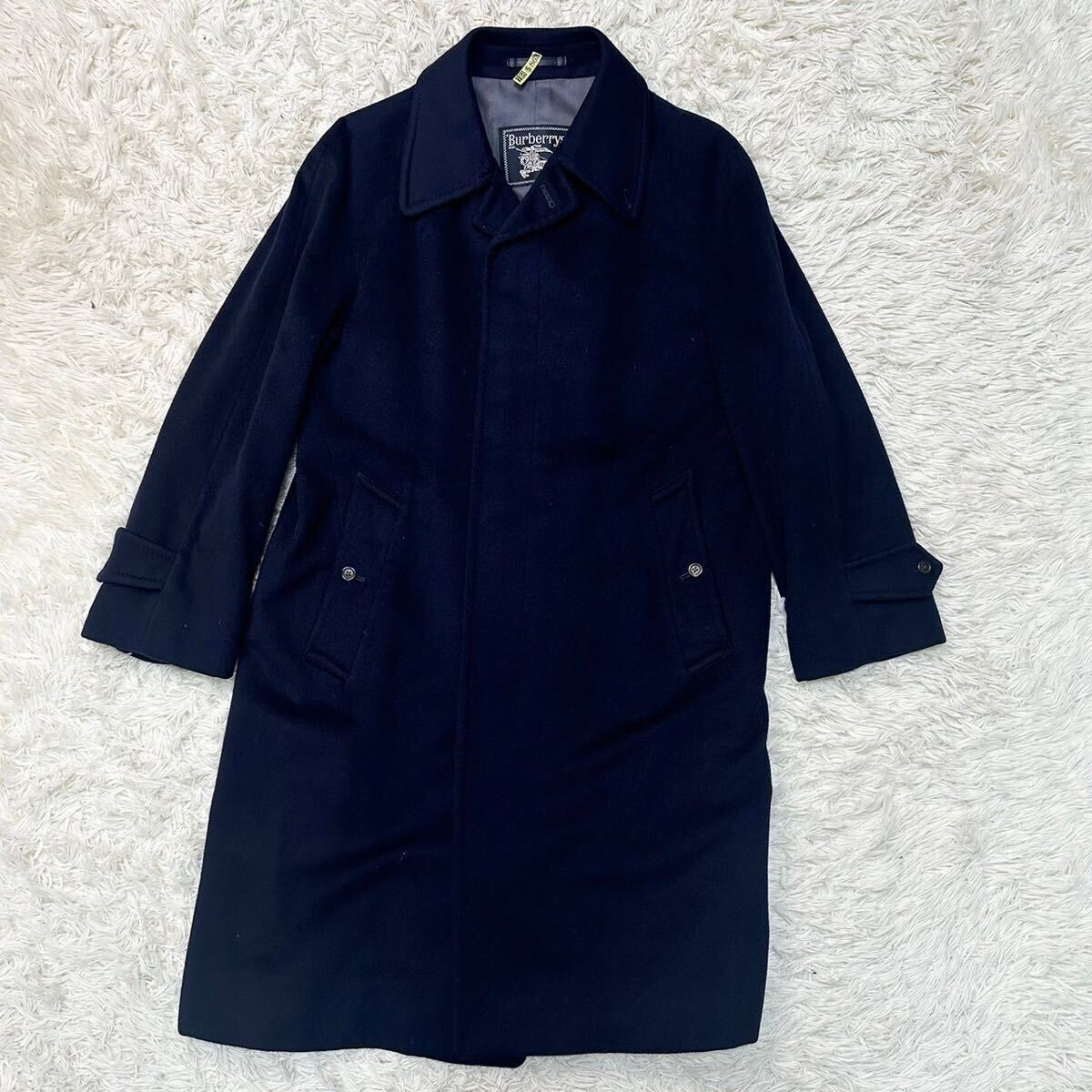 美品 バーバリーズ ウールカシミヤコート ネイビー ロングコート M相当 バーバリーズ 【人気デザイン】 Burberry's ロングコート M