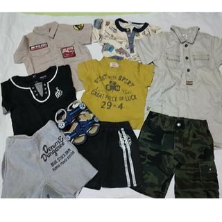 ⑤　男の子 服 8点セット カーズ コムサ AVIREX　迷彩 GAP　サイズ80　90　未使用タグ付き15ｃｍサンダル含む　ズボン　シャツ　まとめ　_画像1