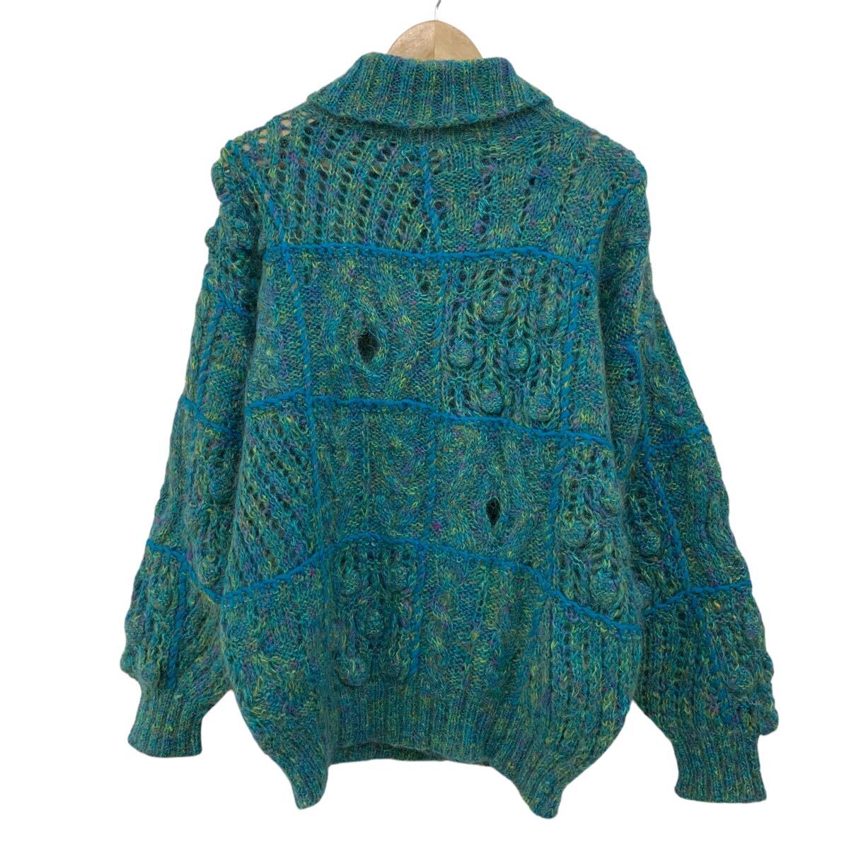 NC265-29 FICCE YOSHIYUKI KONISHI Fitch . Yoshiyuki Konishi design wool knitted sweater pull over tops men's green 