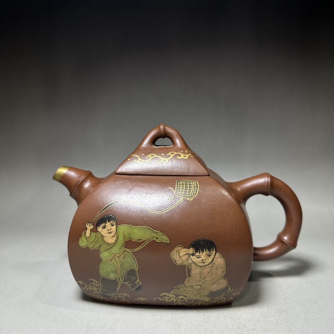 C~PP5282 人間国宝 中国磁器 紫砂壺 茶道具『琺瑯彩紫砂壷の逸品 C~PP5282 人間国宝 中国磁器 紫砂壺 茶道具『琺瑯彩紫砂壷の逸品
