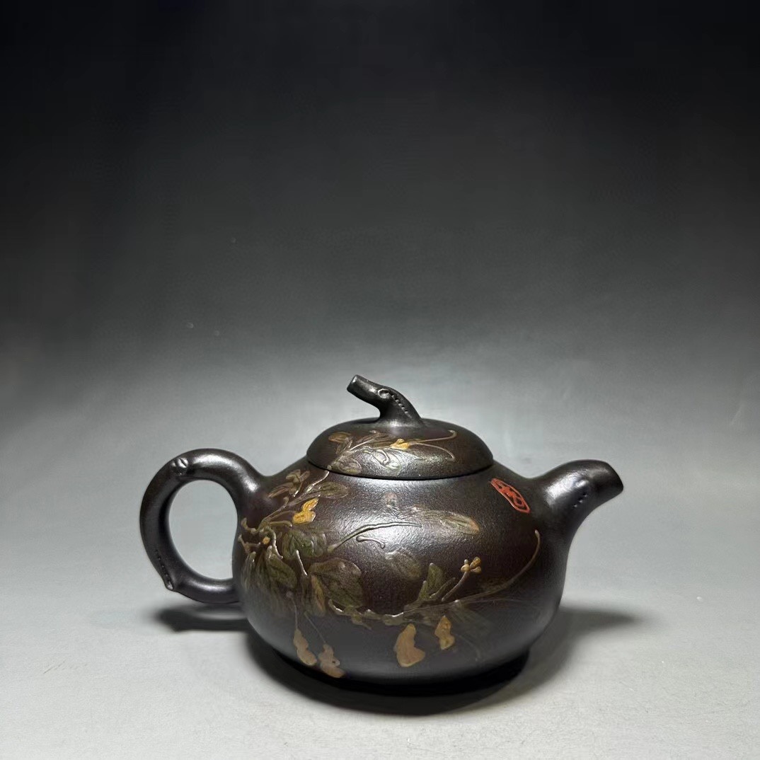 C~PP5282 人間国宝 中国磁器 紫砂壺 茶道具『琺瑯彩紫砂壷の逸品 C~PP5282 人間国宝 中国磁器 紫砂壺 茶道具『琺瑯彩紫砂壷の逸品