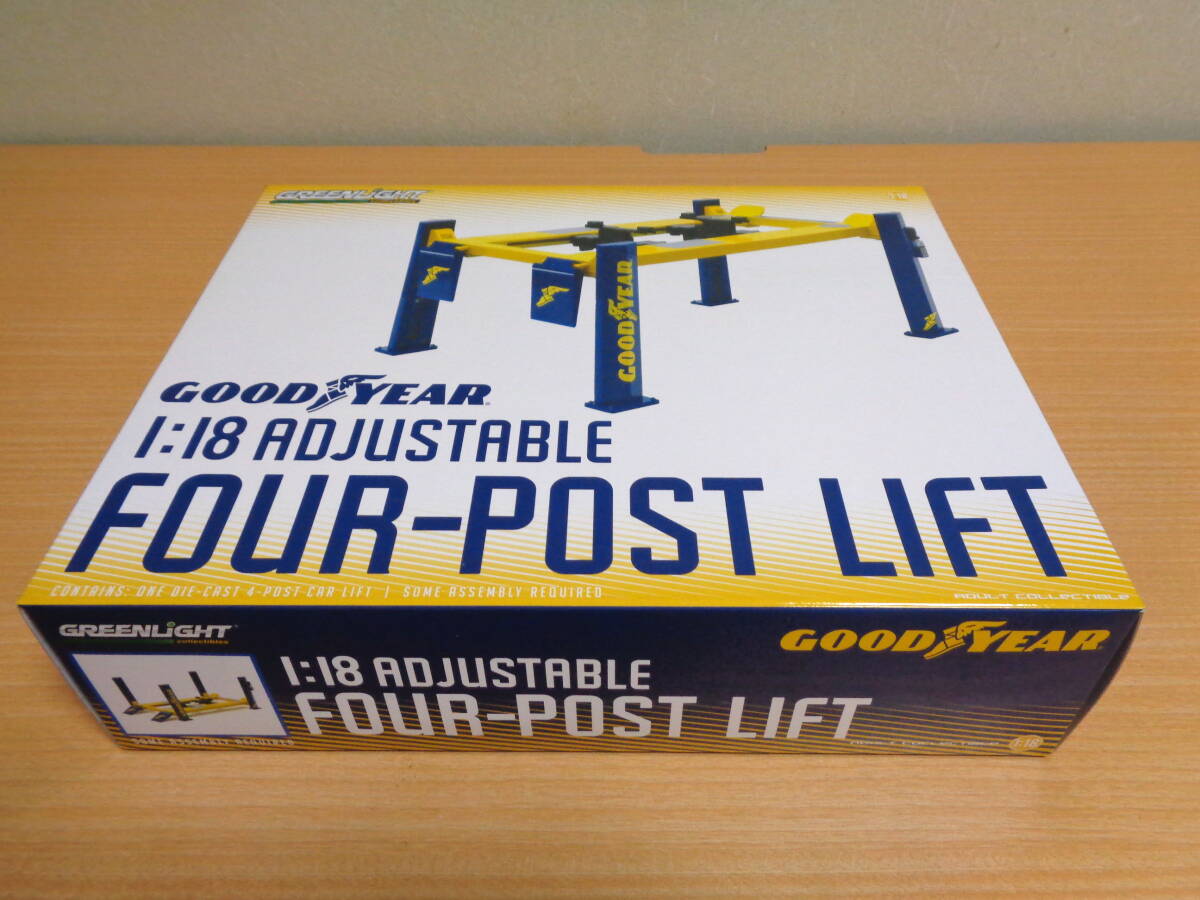 ＊カーモデル用リフト「1:18 ADJUSTABLE FOUR-POST LIFT - GOODYEAR Tires / GREENLIGHT」☆1/18スケール用☆未開封品☆