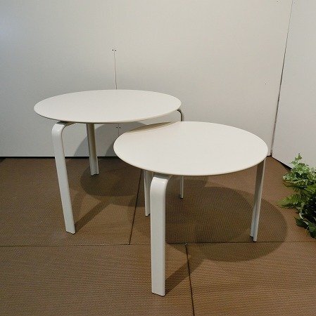 モデルルーム展示品 定19万■Cassina取扱い DePadova デパドヴァ DAN ダン サイドテーブル φ580 480 ホワイト ラウンド ネスト コンパクト