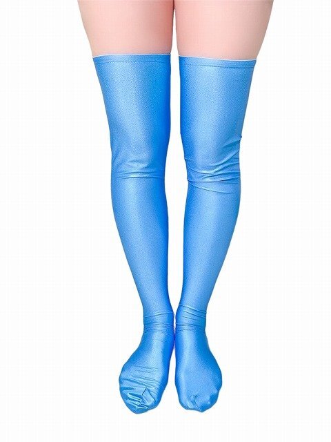 ★日本製オリジナル★【wbb-6033 スーパーウェットロングタイツ サックス/M】光沢 伸縮性 フィット フェチ コーディネート コスプレ