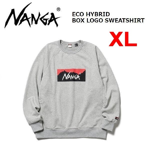 NANGA ナンガ ハイブリッドボックスロゴスウェットシャツ グレー XL N1blLRG5 メンズ トレーナー アウトドア キャンプ NANGA ナンガ ハイブリッドボックスロゴスウェットシャツ グレー