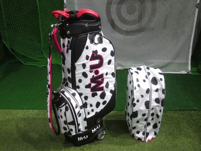 GK鈴鹿☆新品 855 MUスポーツ 703H6150 ダルメシアン柄 キャスター付きキャディバッグ★ゴルフバック★0