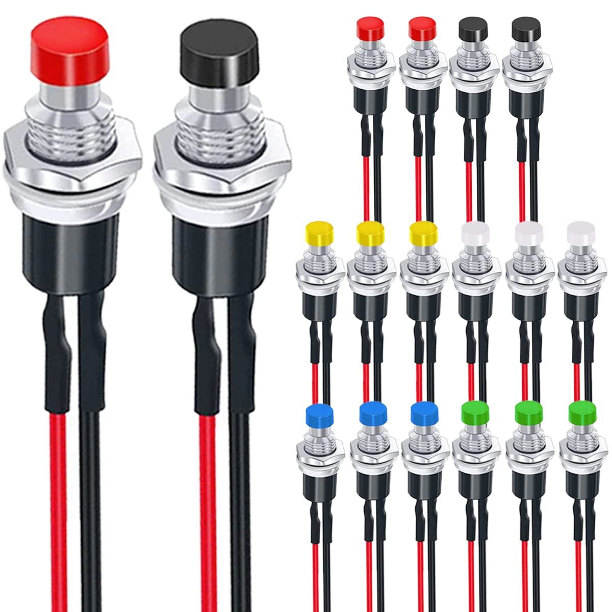 18x7mm モメンタリ小型丸型押しボタンスイッチ MKBKLLJY 18個 7mm 1A 3V-6V-12V-24V-230V