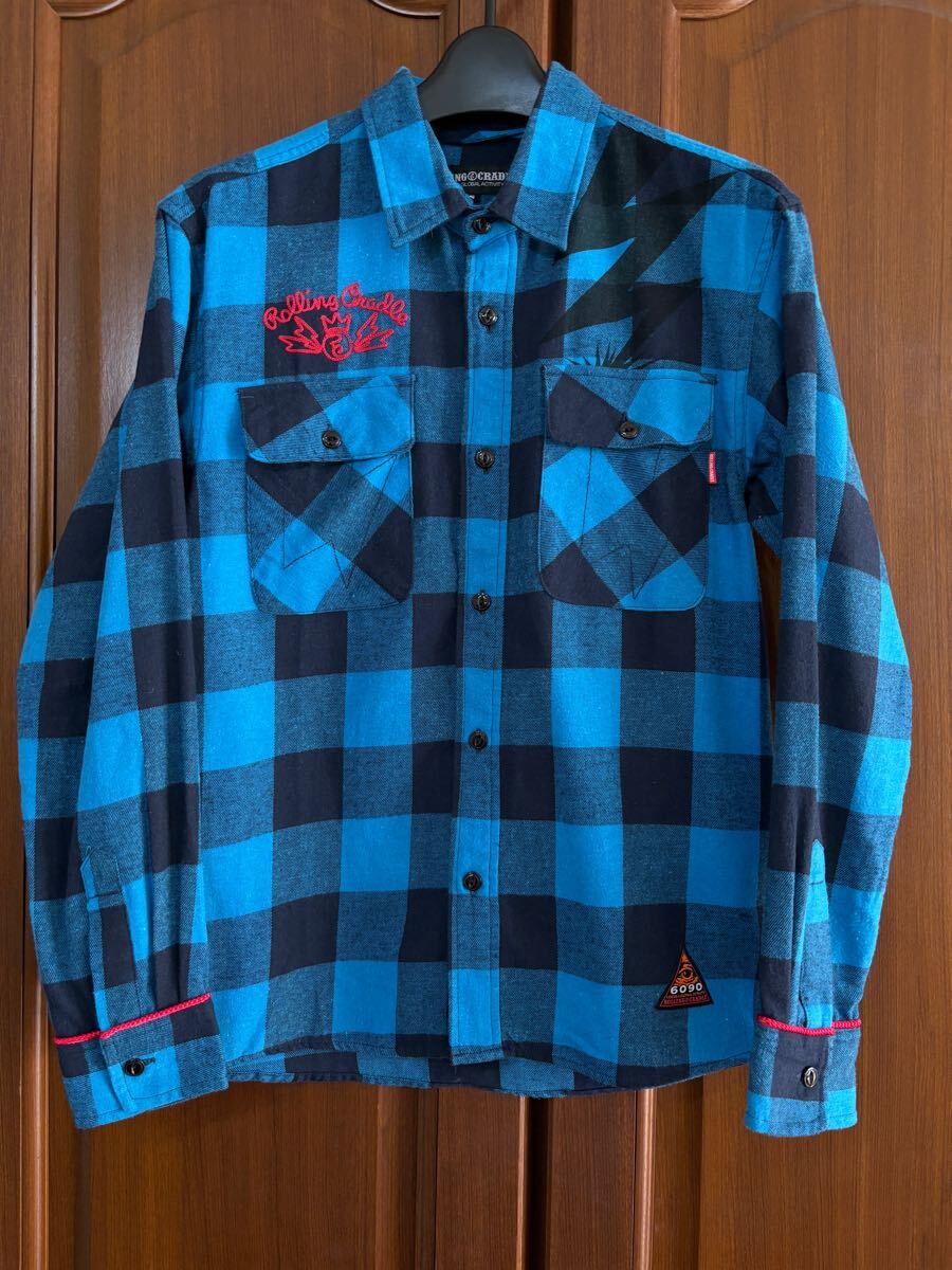 ROLLING CRADLE ローリングクレイドル　チェックシャツ　ブルー　サイズS_画像1