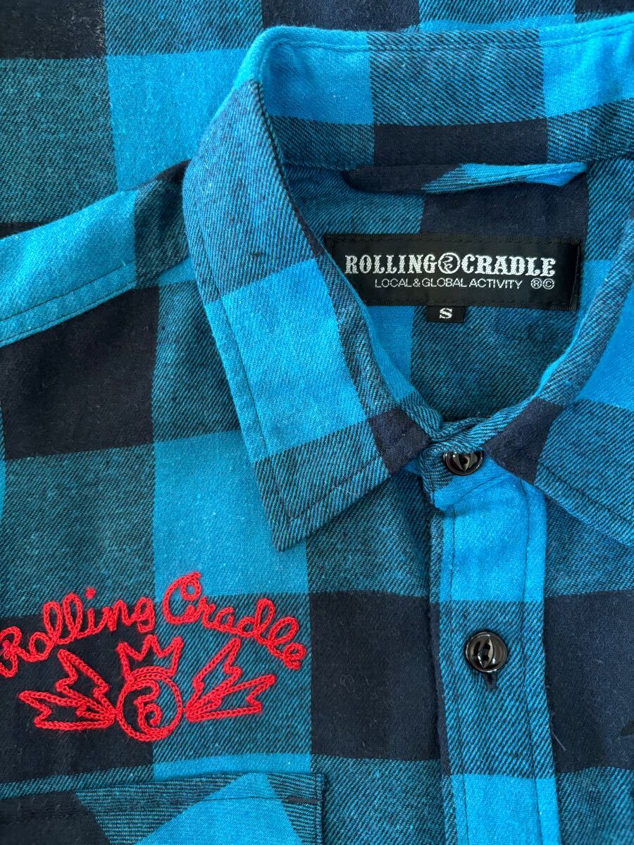 ROLLING CRADLE ローリングクレイドル　チェックシャツ　ブルー　サイズS_画像6