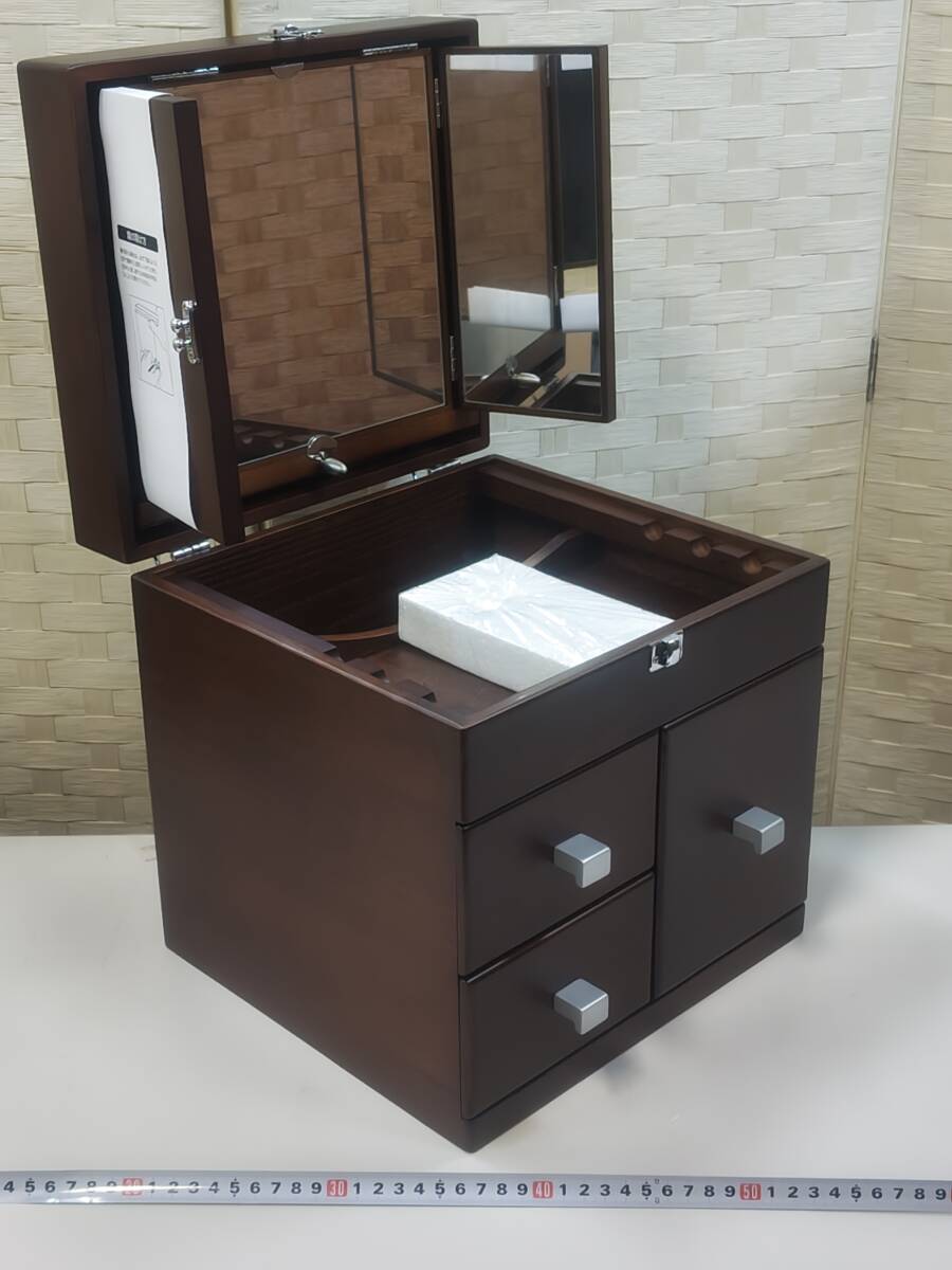 あ//つH2783【未使用?保管品】 Kenhope メイクBOX ３面鏡タイプ　キューブ28 M2318 DB 卓上ドレッサー　化粧箱