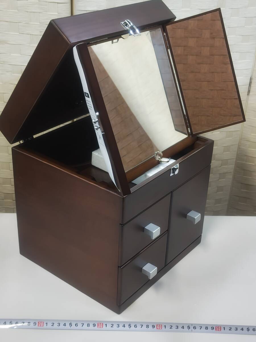 あ//つH2783【未使用?保管品】 Kenhope メイクBOX ３面鏡タイプ　キューブ28 M2318 DB 卓上ドレッサー　化粧箱