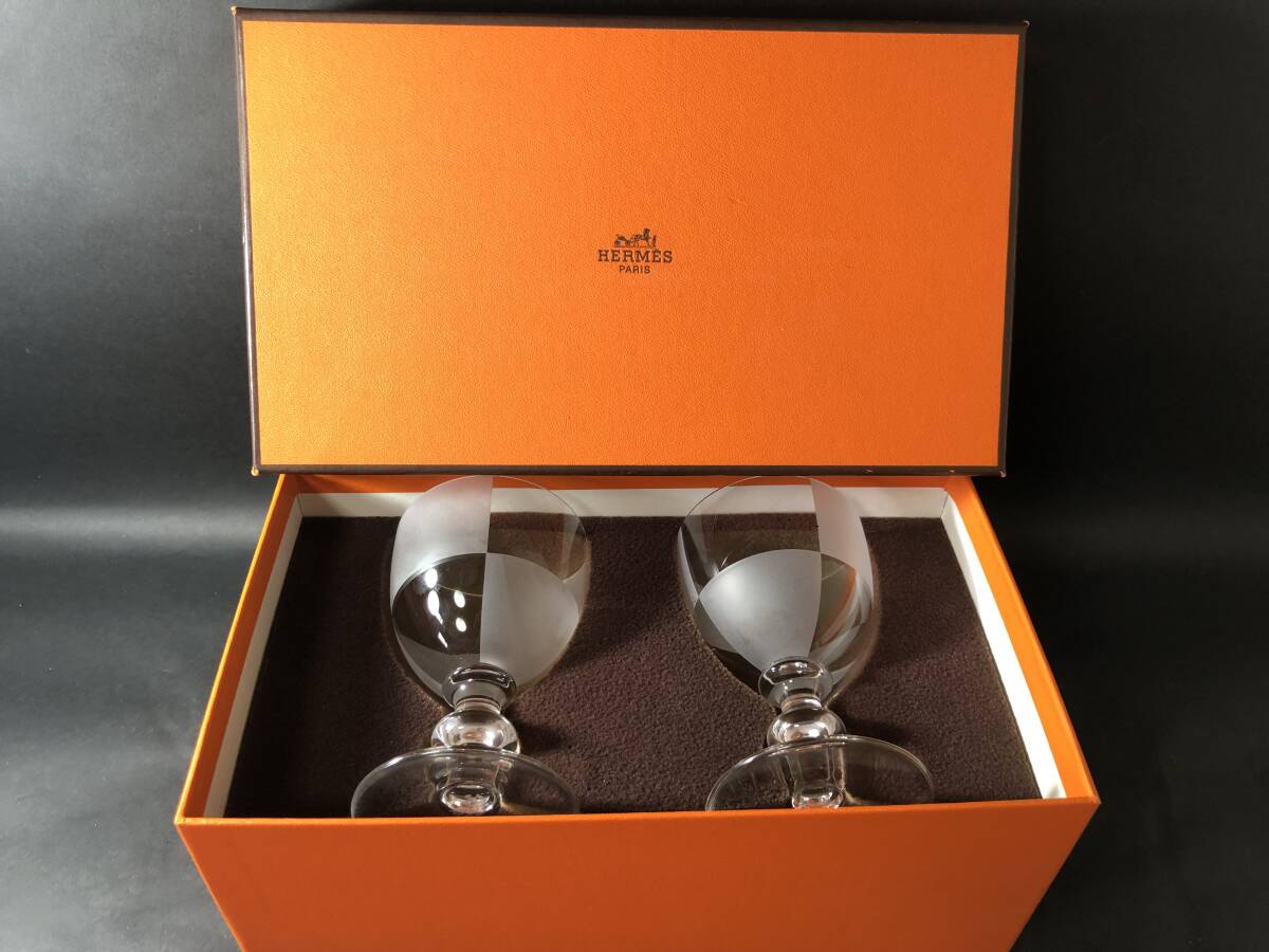 西洋ガラス エルメス HERMES 市松柄 ワイングラス ジャンパン 西洋ガラス エルメス HERMES 市松柄 ワイングラス ジャンパン