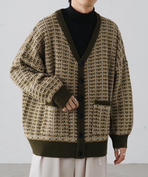 「epnok」 ニットカーディガン SMALL カーキ メンズ
