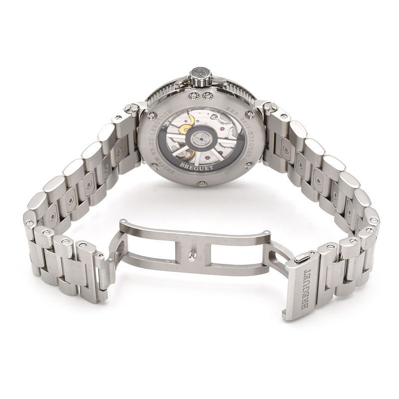 [3 год гарантия ] Breguet мужской морской 5517 5517TI/Y1/TZ0 коробка гарантия titanium календарь прозрачный задний голубой самозаводящиеся часы наручные часы б/у бесплатная доставка 