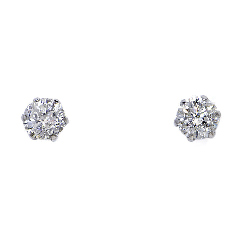 Iカラー/I-1/FAIR/0.354ct/0.373ct天然ダイヤモンドピアス Pt900 両耳用 1粒ダイヤ ダイヤピアス プラチナ 中古 送料無(wú)料