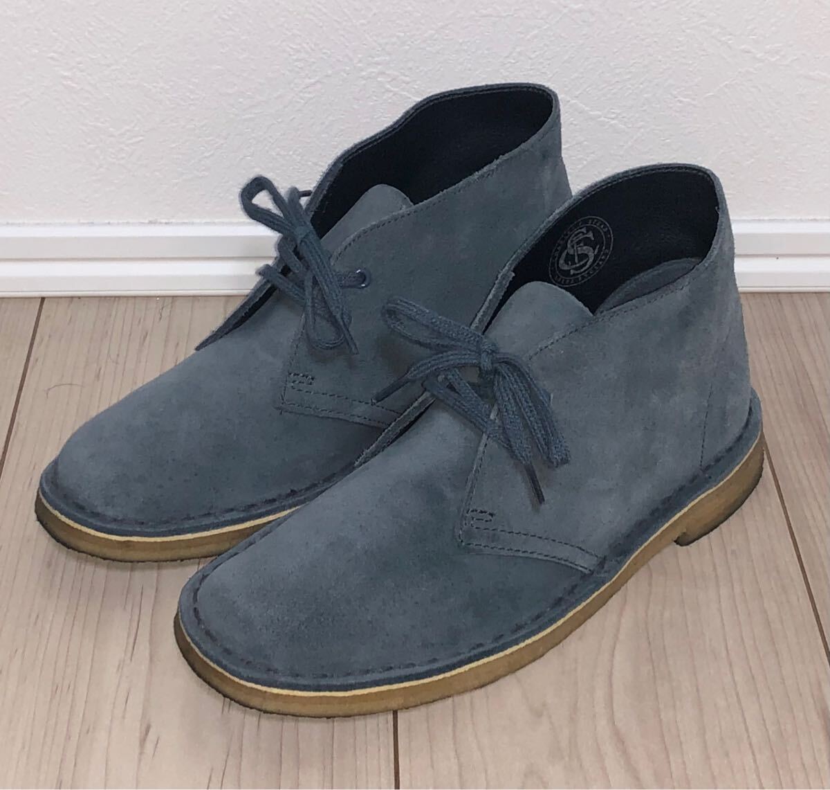 良品 Clarks クラークス スエード デザートブーツ ディープブルー ブルー 青 UK4 23cm Charles F. Stead チャールズ F ステッド スウェード