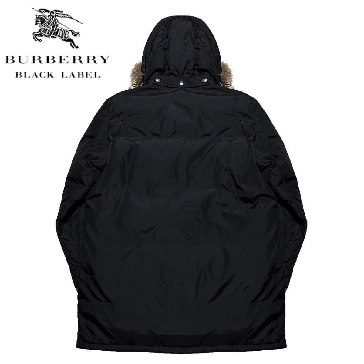 !_ превосходный товар Burberry Black Label BI G Horse вышивка noba проверка натуральный мех 2WAY пуховик L/3 чёрный жакет BURBERRY BLACK LABEL
