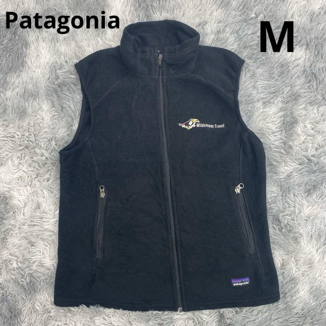 パタゴニア シンチラ SYNCHILLA ベスト ボア ブラック 黒 M レディース Patagonia フリース ヴィンテージ 古着 刺繍 ロゴ
