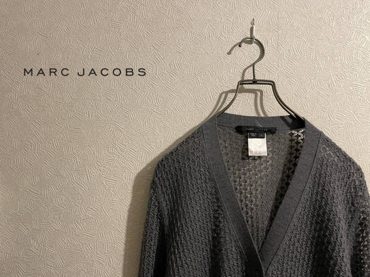 ? イタリア制 MARC JACOBS レース ニット カーディガン / マークジェイコブス ウール ファーストライン グレー L Ladies #Sirchive