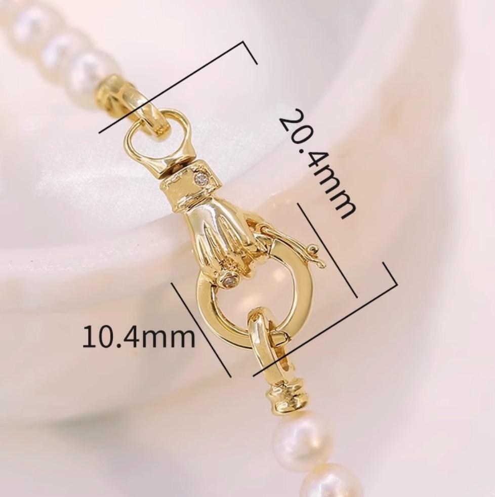 K18YG 手 チャーム ジュエリーパーツ バチカン クラスプ 18K ハンド YG ダイヤモンド チェーンパーツ 繋ぎ ネックレスパーツ ロック機能