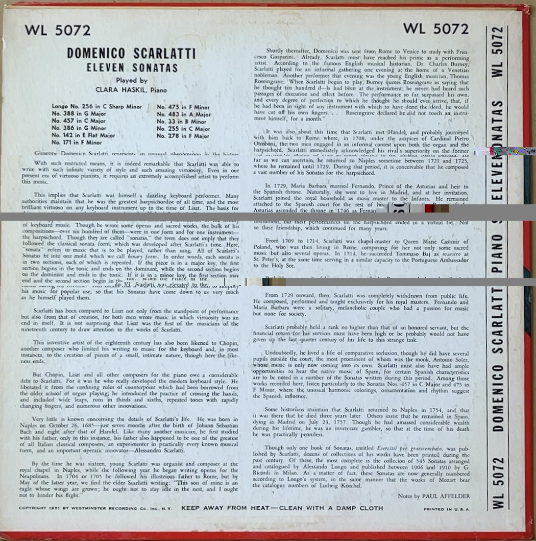 klala* - умение (pf)/dome Nico * Skull lati: 11. sonata сборник рис WESTMINSTER WL 5072 MONO зеленый этикетка первый . Flat запись 