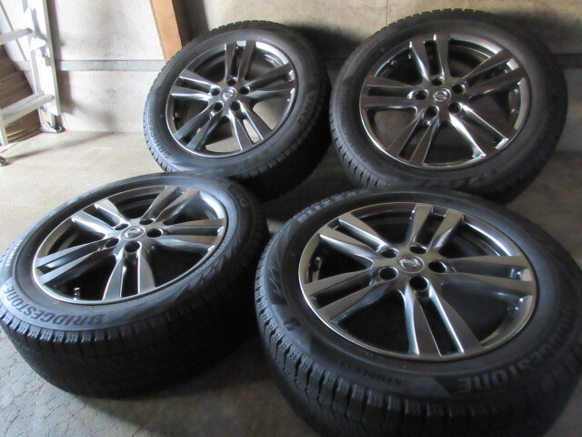 冬用+純正品set!! 日産 E52 エルグランド ハイウェイスター 純正 (ハイグロス)(18x7，5+55 5H/114，3) バリ溝(ブリヂストン VRX2) 225/55R18 