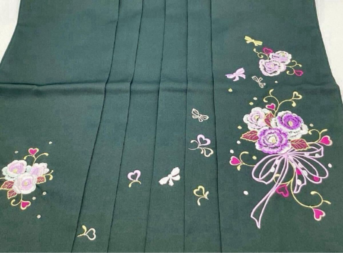 1 中古品　入学　卒業袴　緑　刺繍　L　紐下95cm 袴 はかま 刺繍 入学 卒業袴 緑 L 女袴 ハカマ 卒業式