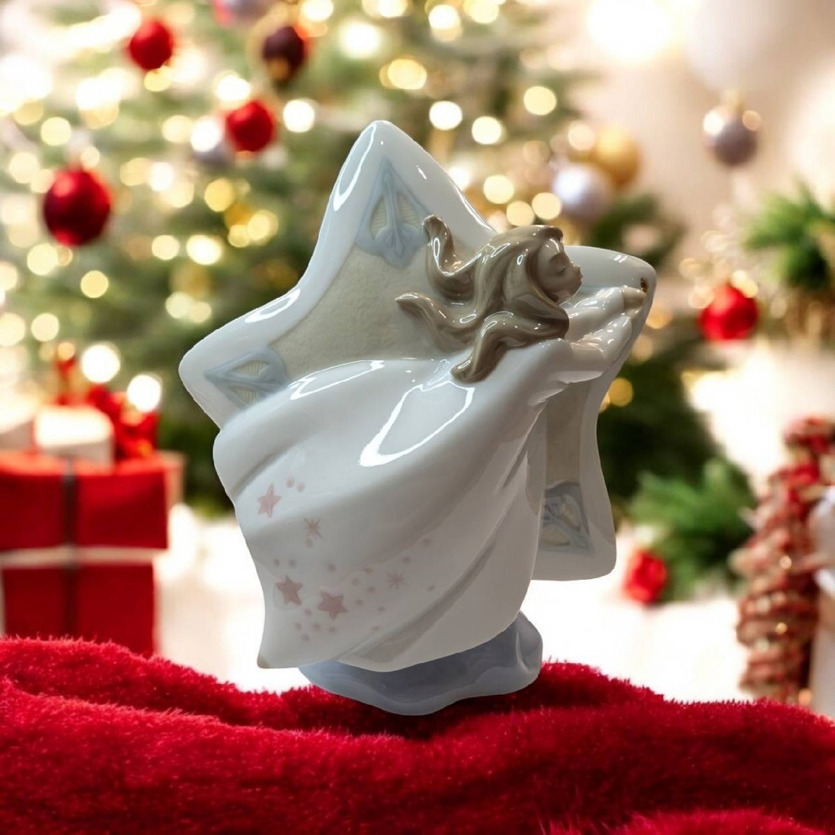 qob.YJW03 　LLADRO　リアドロ　陶器製 天使と星のクリスマス飾り