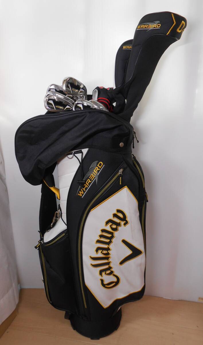 戸∞2　Callaway WARBIRD キャロウェイ ウォーバード ※パター(ODYSSEY) 計10本 ゴルフクラブセット 靴 バッグ付 右きき 中古現状