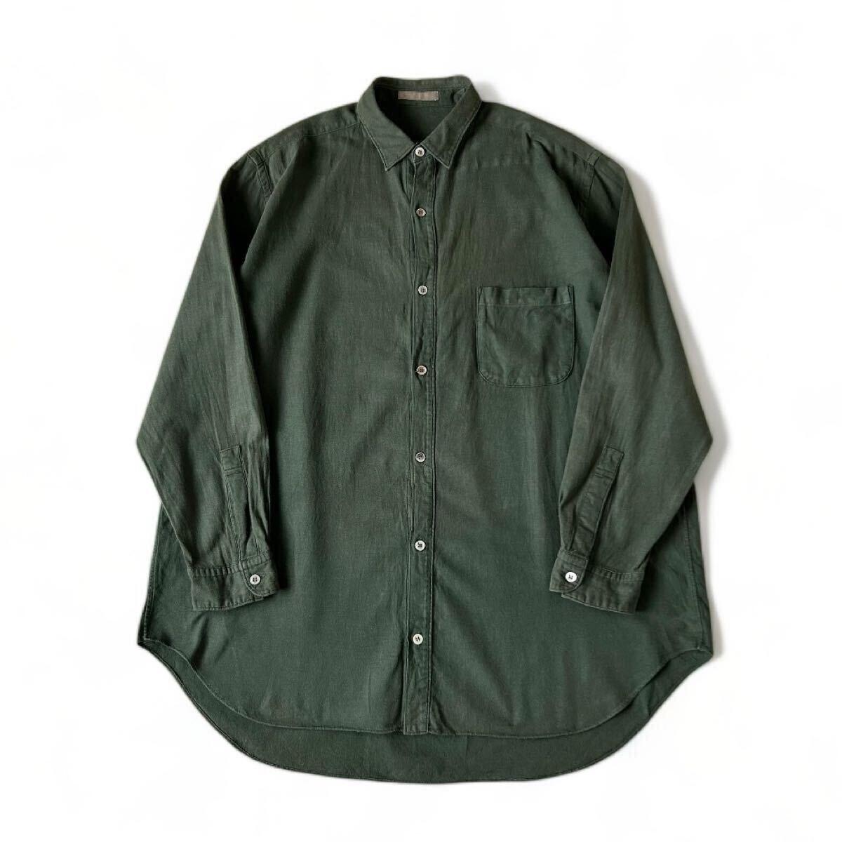 80s Archive Y's for men オーバーサイズ 長袖 シャツ オリーブ ワイズフォーメン Yohji Yamamoto ヨウジヤマモト アーカイブ vintage 90s