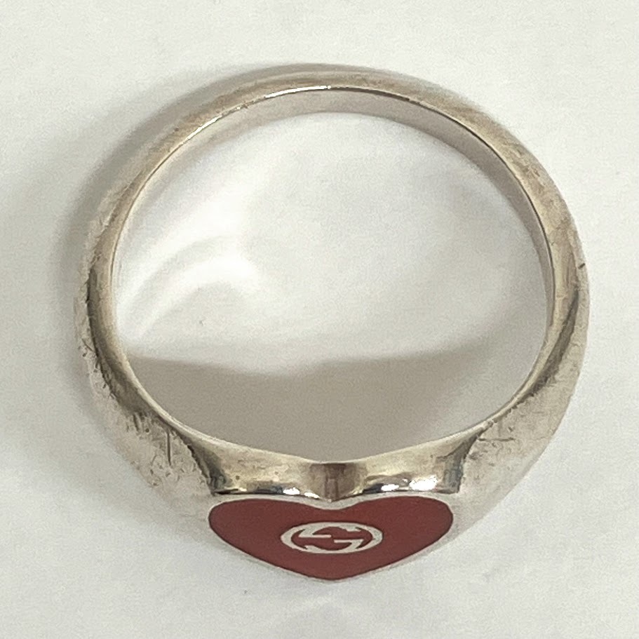 新品仕上 希少 グッチ GUCCI ロゴ ハート チェーン リング 指輪