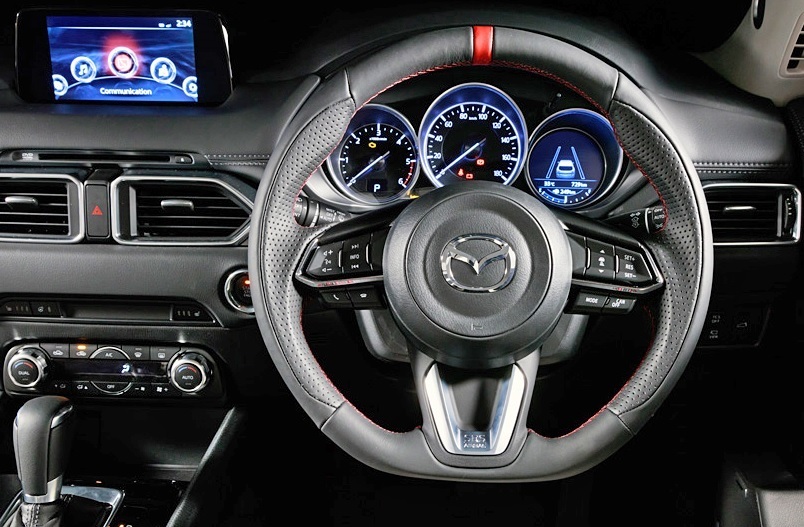 【M's】MAZDA CX-3(DK) CX-5(KF) CX-8(KG) デミオ(DJ) アクセラ(BM/BY) DAMD スポーツ ステアリング (ナッパレザー)／／SS360-M(L) ダムド_画像3