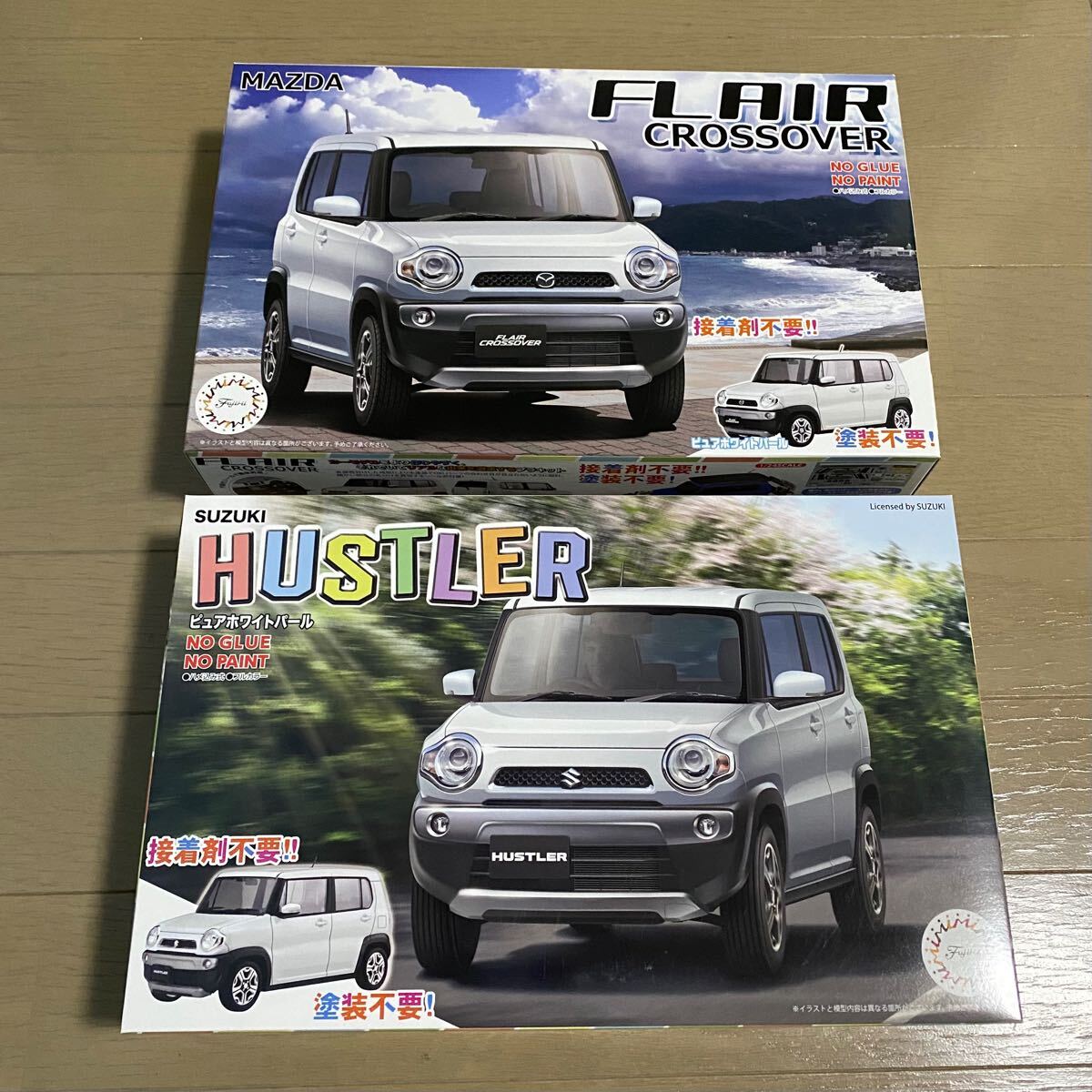 プラモデル フジミ 1/24 マツダ フレア クロスオーバー / スズキ ハスラー ホワイト セット 未組立 模型