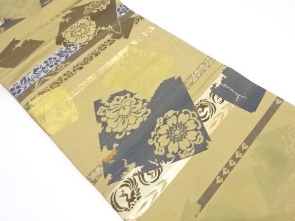 ys7198473; 宗sou 破れ色紙に花模様織出し丸帯（材料）【アンティーク】【着】