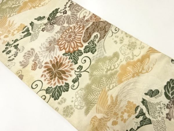 ys7208480; 宗sou 読み本に鳳凰・松・梅模様織り出し丸帯（材料）【アンティーク】【着】