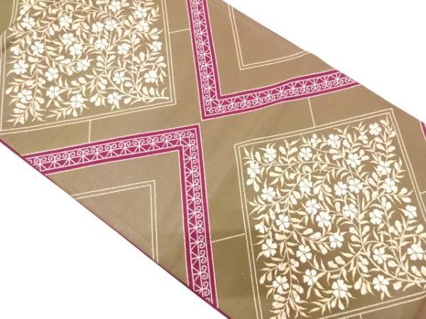 ys7217067; 宗sou 菱に草花模様織り出し袋帯（材料）【アンティーク】【着】