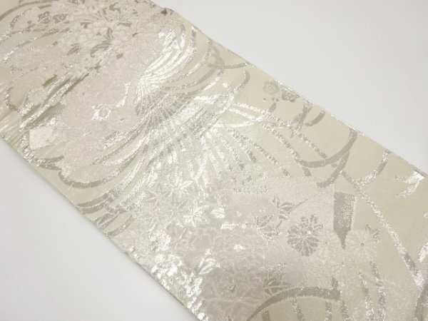 ys7216952; 宗sou 地紙に乱菊・草花模様織り出し丸帯（着用可）【アンティーク】【着】