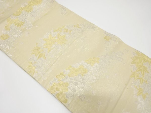 ys7217044; 宗sou 紅葉に菊・梅模様織り出し丸帯（材料）【アンティーク】【着】