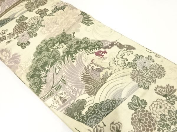 ys7223290; 宗sou 荒波に鳳凰・松菊模様織出し丸帯（材料）【アンティーク】【着】