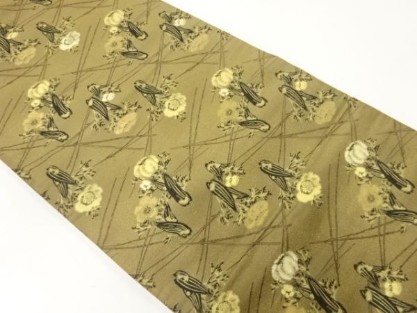 ys7245989; 宗sou 福寿草模様織出し丸帯（材料）【アンティーク】【着】