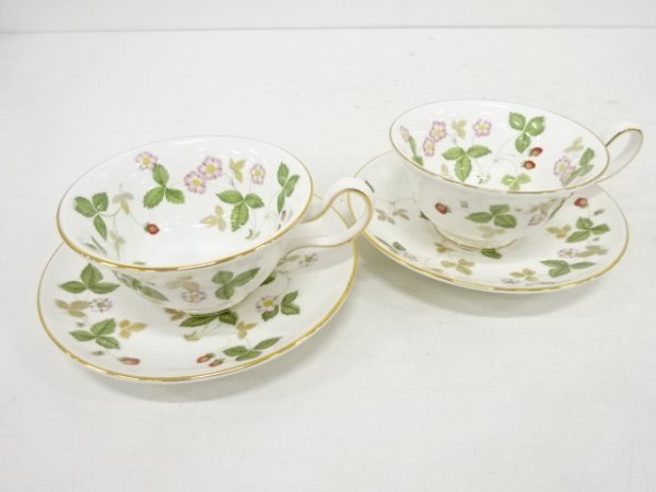 ys7250356; 宗sou WEDGWOOD　ウエッジウッド　ワイルドストロベリー　ティーカップ＆ソーサーペア